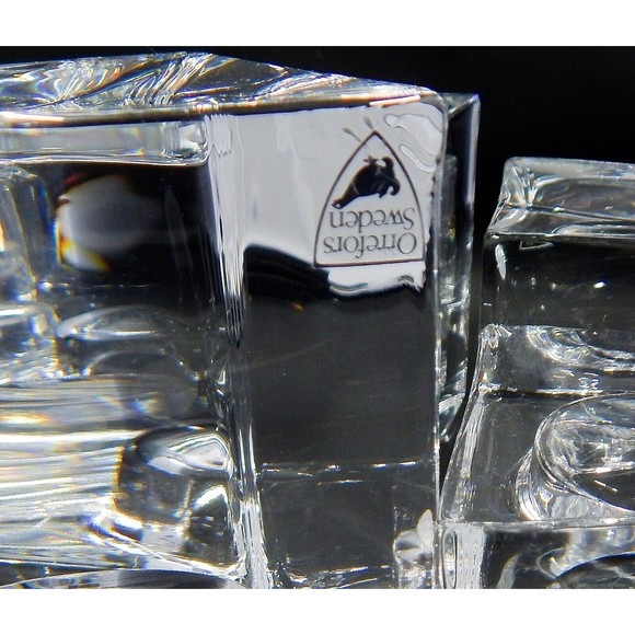 Orrefors Sweden Quartet Crystal Votive Candle Holders by Helene Krantz Set of 4 - Picture 8 of 10